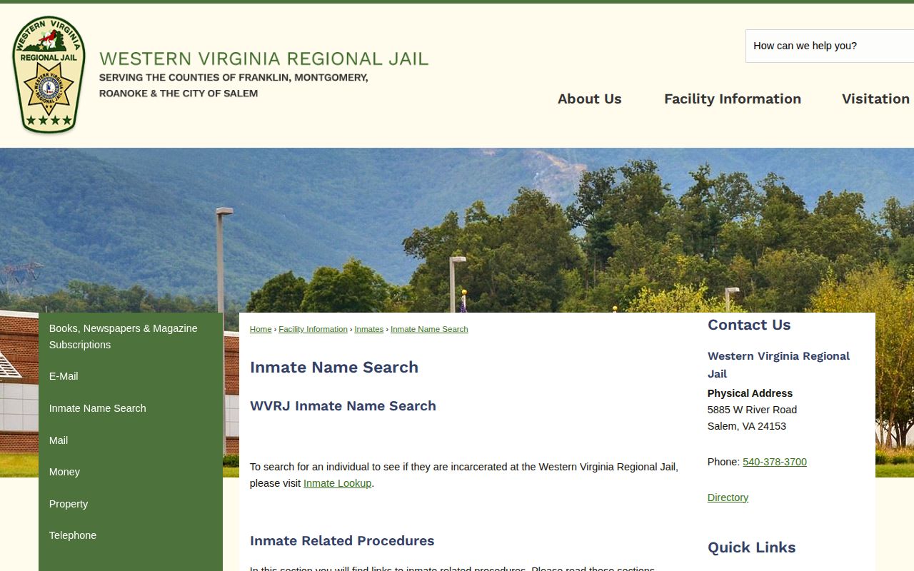 Western Virginia Regional Jail Roanoke County custody search explanation